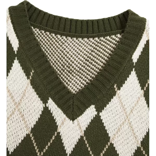 SweatyRocks Women's Plaid Geo Sleeveless V Neck Knit Crop Top Sweater Vest