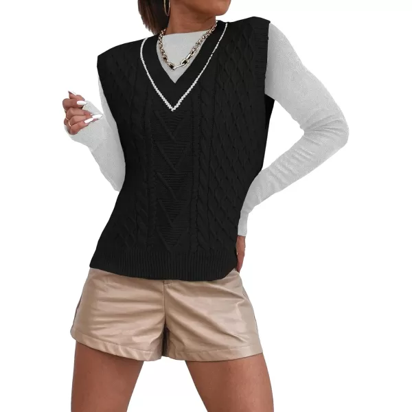 SweatyRocks Women's Plaid Geo Sleeveless V Neck Knit Crop Top Sweater Vest