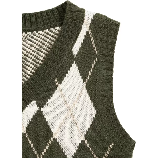 SweatyRocks Women's Plaid Geo Sleeveless V Neck Knit Crop Top Sweater Vest