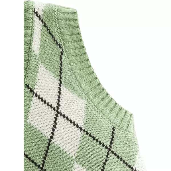 SweatyRocks Women's Plaid Geo Sleeveless V Neck Knit Crop Top Sweater Vest