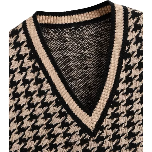 SweatyRocks Women's Plaid Geo Sleeveless V Neck Knit Crop Top Sweater Vest