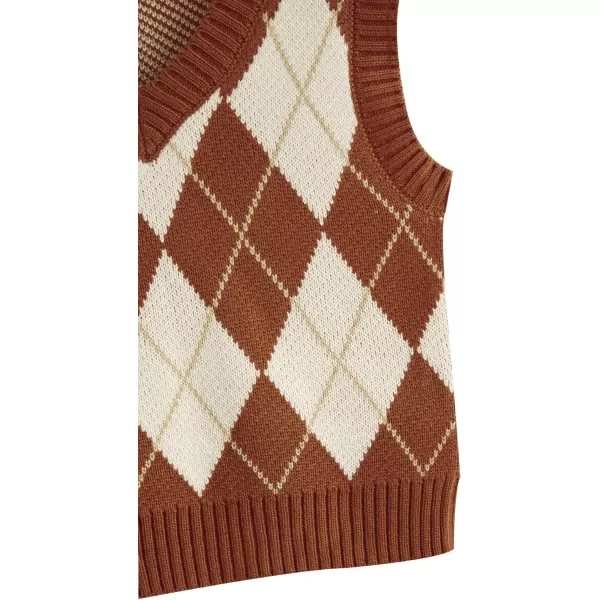 SweatyRocks Women's Plaid Geo Sleeveless V Neck Knit Crop Top Sweater Vest