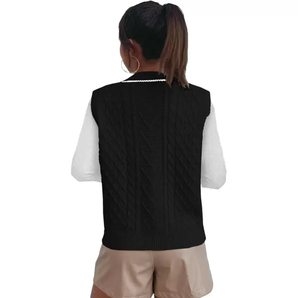 SweatyRocks Women's Plaid Geo Sleeveless V Neck Knit Crop Top Sweater Vest