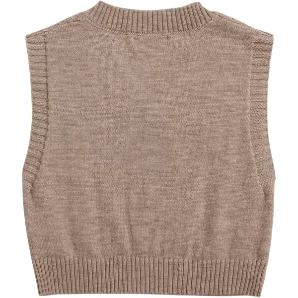 SweatyRocks Women's Plaid Geo Sleeveless V Neck Knit Crop Top Sweater Vest