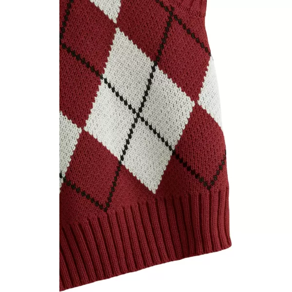 SweatyRocks Women's Plaid Geo Sleeveless V Neck Knit Crop Top Sweater Vest