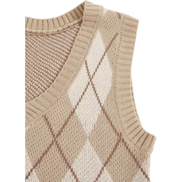 SweatyRocks Women's Plaid Geo Sleeveless V Neck Knit Crop Top Sweater Vest
