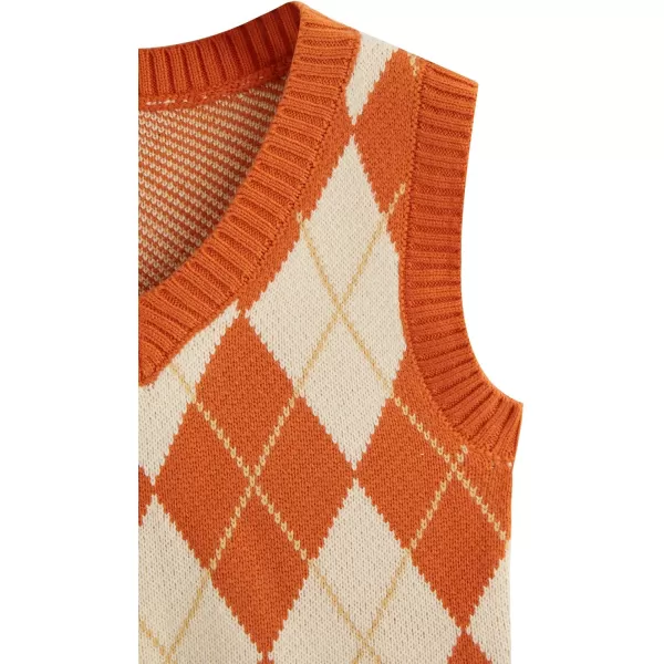SweatyRocks Women's Plaid Geo Sleeveless V Neck Knit Crop Top Sweater Vest