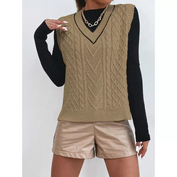 SweatyRocks Women's Plaid Geo Sleeveless V Neck Knit Crop Top Sweater Vest