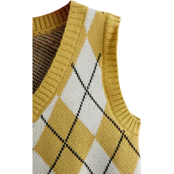 SweatyRocks Women's Plaid Geo Sleeveless V Neck Knit Crop Top Sweater Vest