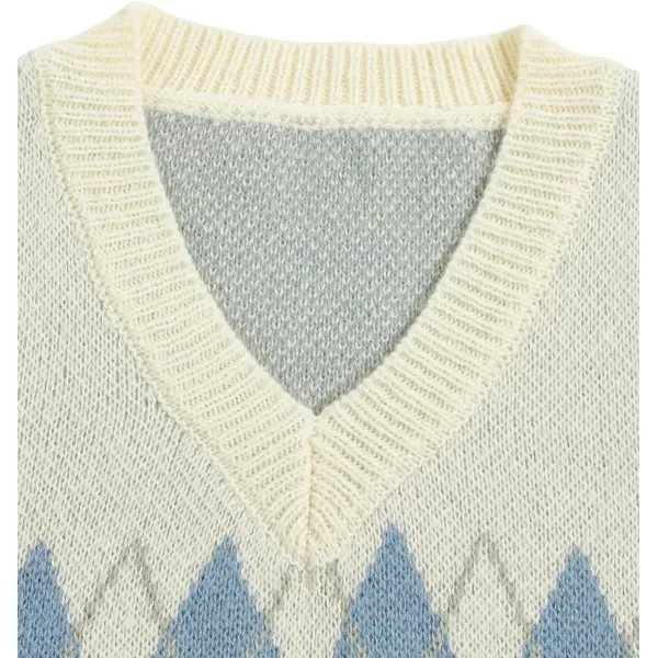 SweatyRocks Women's Plaid Geo Sleeveless V Neck Knit Crop Top Sweater Vest