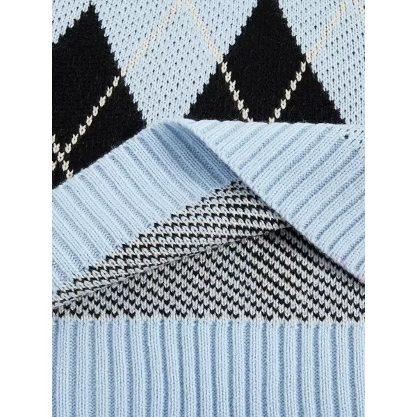 SweatyRocks Women's Plaid Geo Sleeveless V Neck Knit Crop Top Sweater Vest