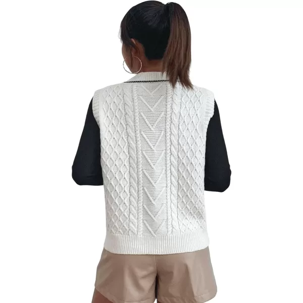 SweatyRocks Women's Plaid Geo Sleeveless V Neck Knit Crop Top Sweater Vest