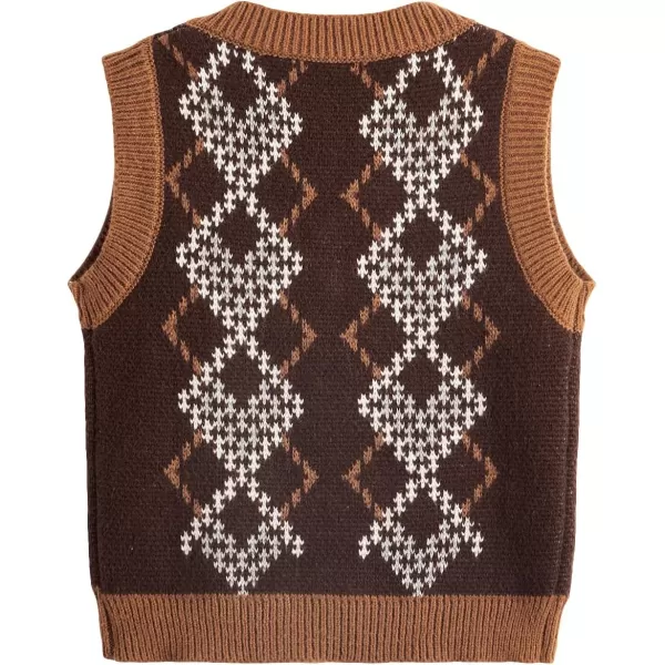 SweatyRocks Women's Plaid Geo Sleeveless V Neck Knit Crop Top Sweater Vest