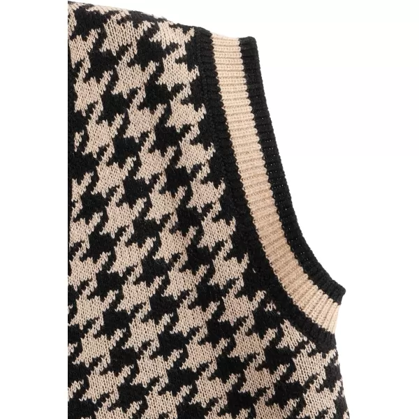 SweatyRocks Women's Plaid Geo Sleeveless V Neck Knit Crop Top Sweater Vest
