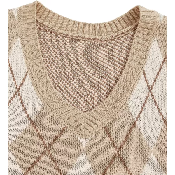 SweatyRocks Women's Plaid Geo Sleeveless V Neck Knit Crop Top Sweater Vest