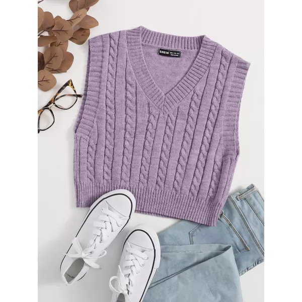 SweatyRocks Women's Plaid Geo Sleeveless V Neck Knit Crop Top Sweater Vest