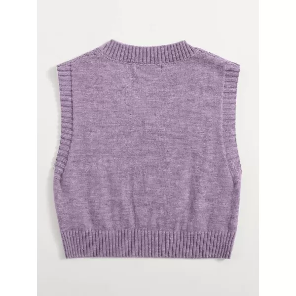 SweatyRocks Women's Plaid Geo Sleeveless V Neck Knit Crop Top Sweater Vest