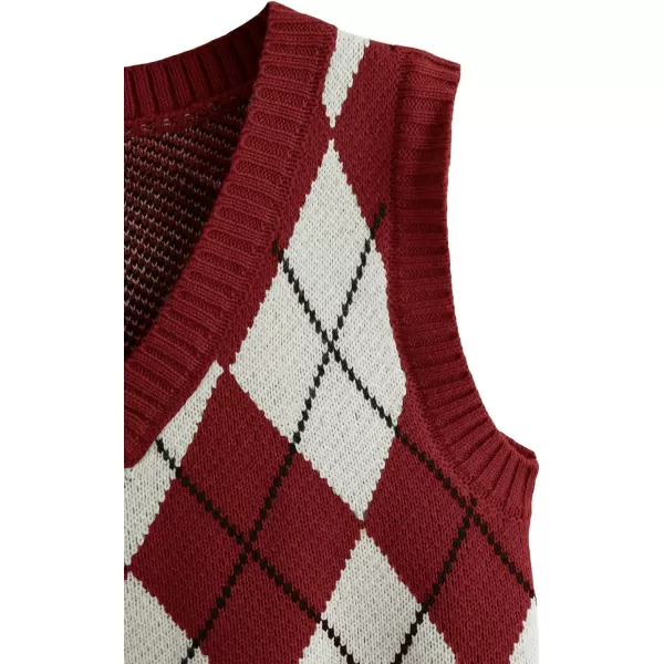 SweatyRocks Women's Plaid Geo Sleeveless V Neck Knit Crop Top Sweater Vest