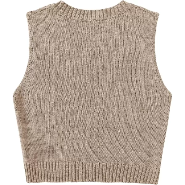 SweatyRocks Women's Plaid Geo Sleeveless V Neck Knit Crop Top Sweater Vest