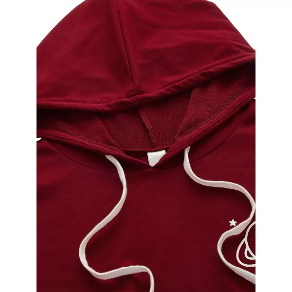 SweatyRocks Women's Planet Print Varsity Striped Drawstring Pullover Sweatshirt Hoodies Tops