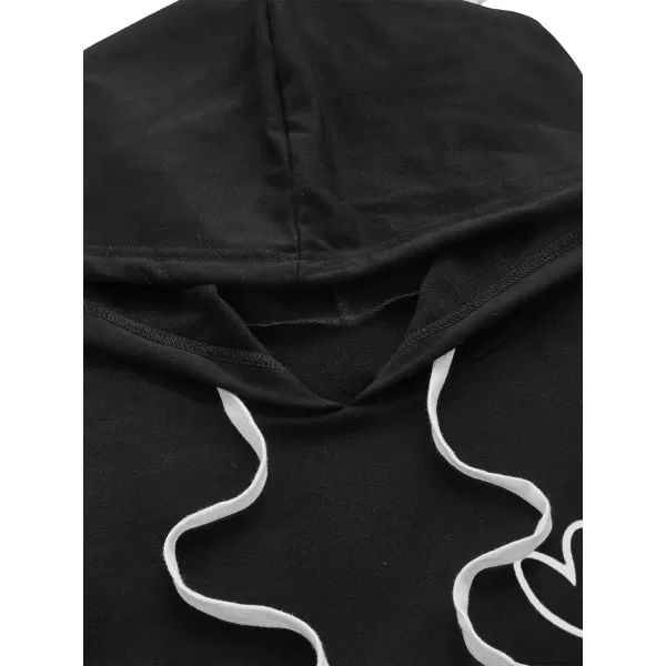 SweatyRocks Women's Planet Print Varsity Striped Drawstring Pullover Sweatshirt Hoodies Tops