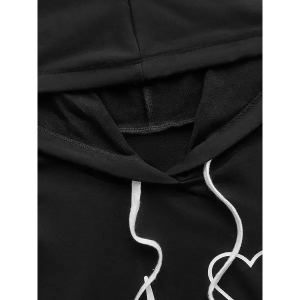 SweatyRocks Women's Planet Print Varsity Striped Drawstring Pullover Sweatshirt Hoodies Tops