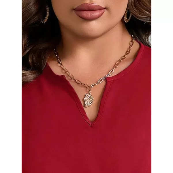 SweatyRocks Women's Plus Size Twist Front Asymmetrical Hem Peplum Blouse Short Sleeve V Neck Shirts Top