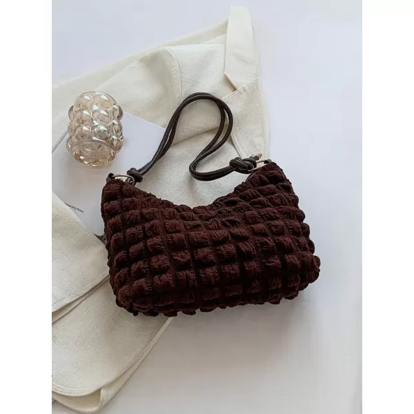 SweatyRocks Women's Popcorn Textured Bag Knot Strap Clutch Purse Square Bags Solid Shoulder Handbag