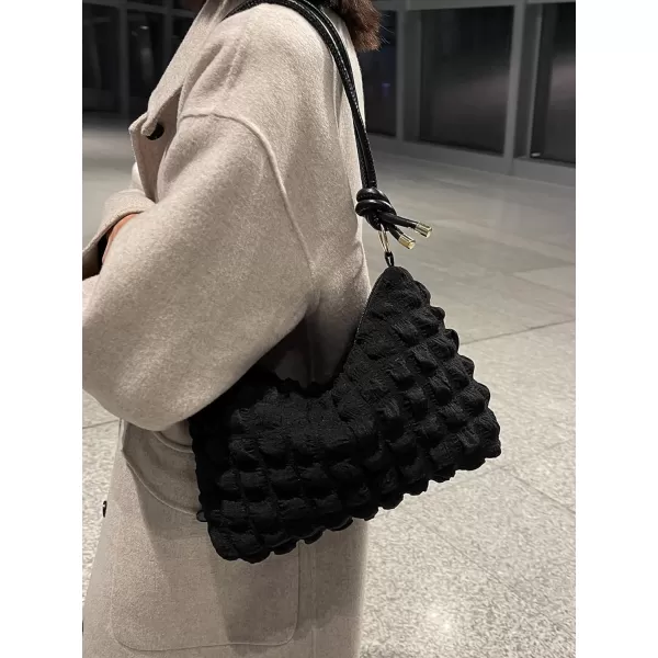 SweatyRocks Women's Popcorn Textured Bag Knot Strap Clutch Purse Square Bags Solid Shoulder Handbag