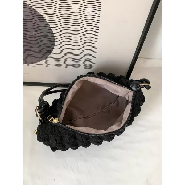 SweatyRocks Women's Popcorn Textured Bag Knot Strap Clutch Purse Square Bags Solid Shoulder Handbag