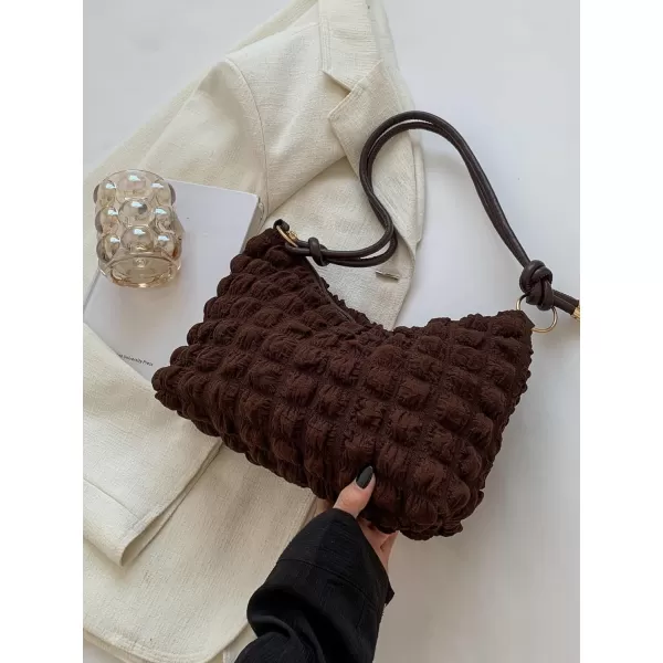 SweatyRocks Women's Popcorn Textured Bag Knot Strap Clutch Purse Square Bags Solid Shoulder Handbag