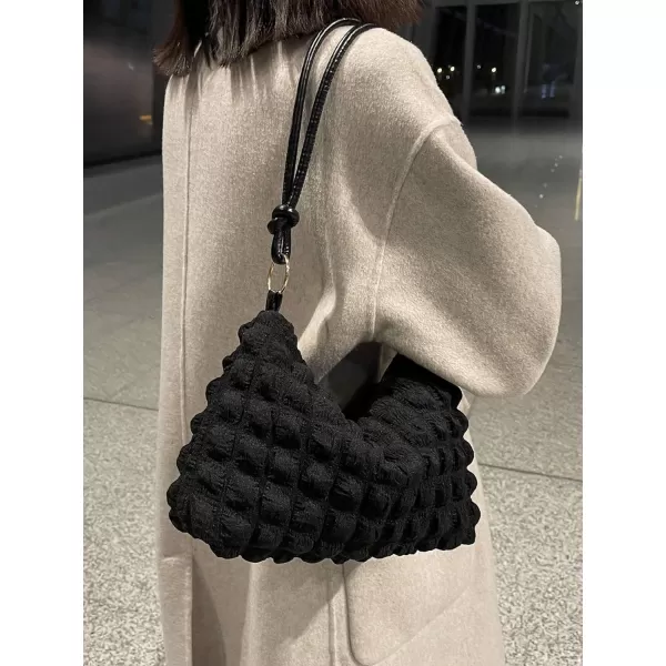 SweatyRocks Women's Popcorn Textured Bag Knot Strap Clutch Purse Square Bags Solid Shoulder Handbag