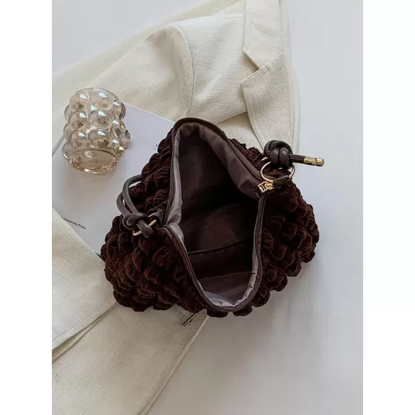 SweatyRocks Women's Popcorn Textured Bag Knot Strap Clutch Purse Square Bags Solid Shoulder Handbag