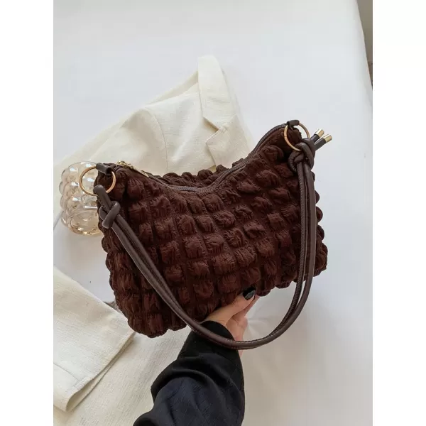 SweatyRocks Women's Popcorn Textured Bag Knot Strap Clutch Purse Square Bags Solid Shoulder Handbag