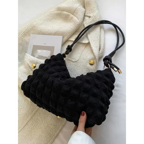 SweatyRocks Women's Popcorn Textured Bag Knot Strap Clutch Purse Square Bags Solid Shoulder Handbag