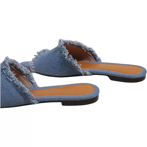 SweatyRocks Women's Raw Trim Open Toe Flat Sandals Dressy Outdoor Slide Sandals