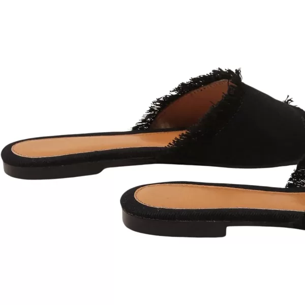 SweatyRocks Women's Raw Trim Open Toe Flat Sandals Dressy Outdoor Slide Sandals