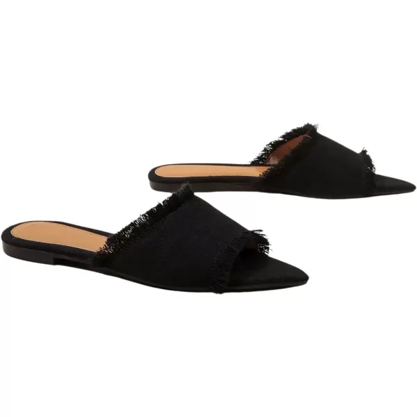 SweatyRocks Women's Raw Trim Open Toe Flat Sandals Dressy Outdoor Slide Sandals