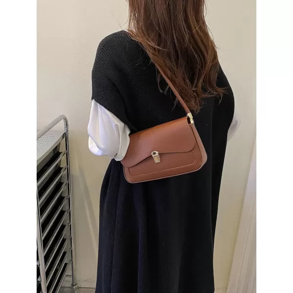 SweatyRocks Women's Retro Leather Flap Buckle Square Shoulder Bag Top Handle Small Clutch Purses