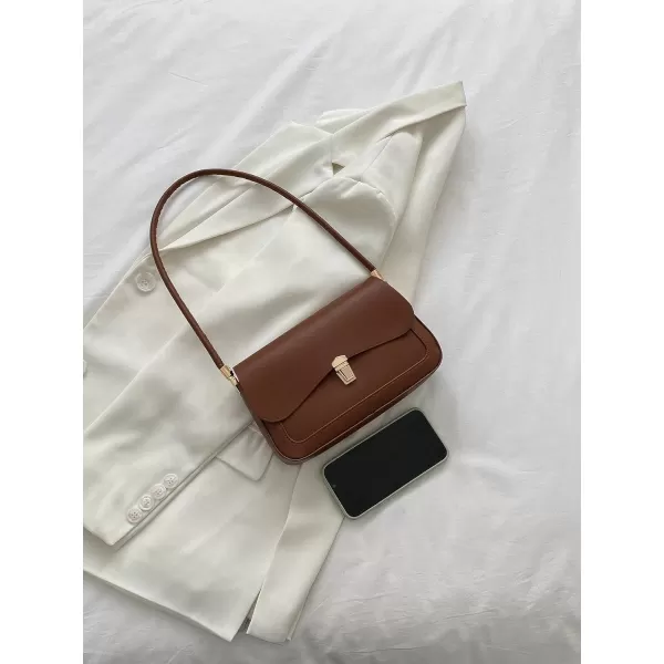 SweatyRocks Women's Retro Leather Flap Buckle Square Shoulder Bag Top Handle Small Clutch Purses