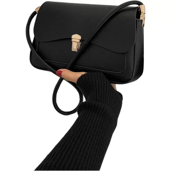 SweatyRocks Women's Retro Leather Flap Buckle Square Shoulder Bag Top Handle Small Clutch Purses