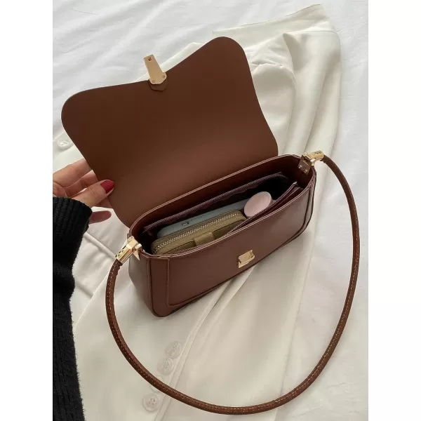 SweatyRocks Women's Retro Leather Flap Buckle Square Shoulder Bag Top Handle Small Clutch Purses