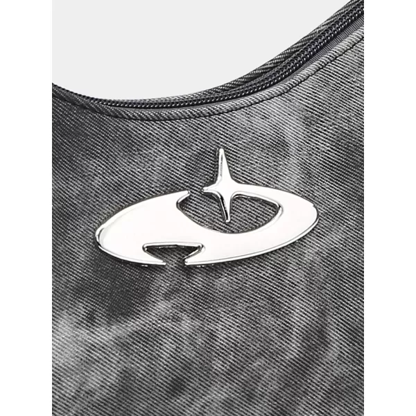 SweatyRocks Women's Retro Vintage Y2k Shoulder Bag Hobo Star Handbags Underarm Bag