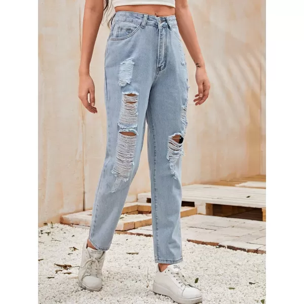 SweatyRocks Women's Ripped Boyfriend Jeans Distressed Denim Ankle Length Jeans