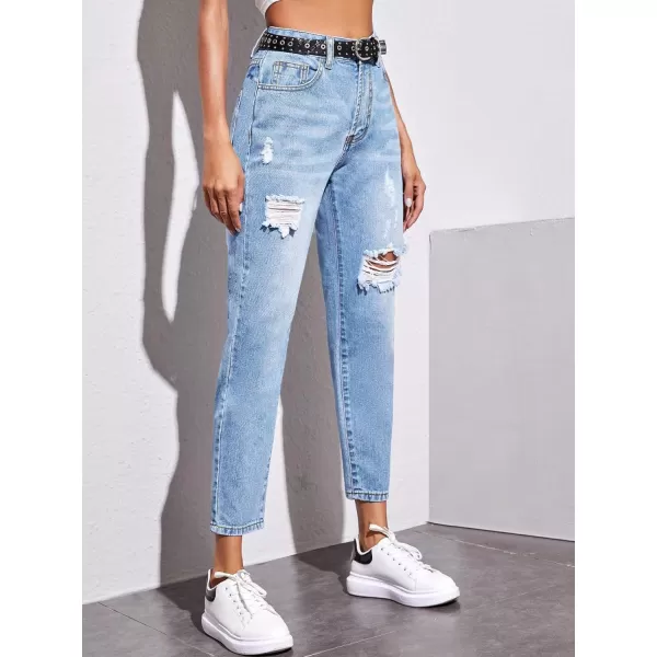 SweatyRocks Women's Ripped Boyfriend Jeans Distressed Denim Ankle Length Jeans