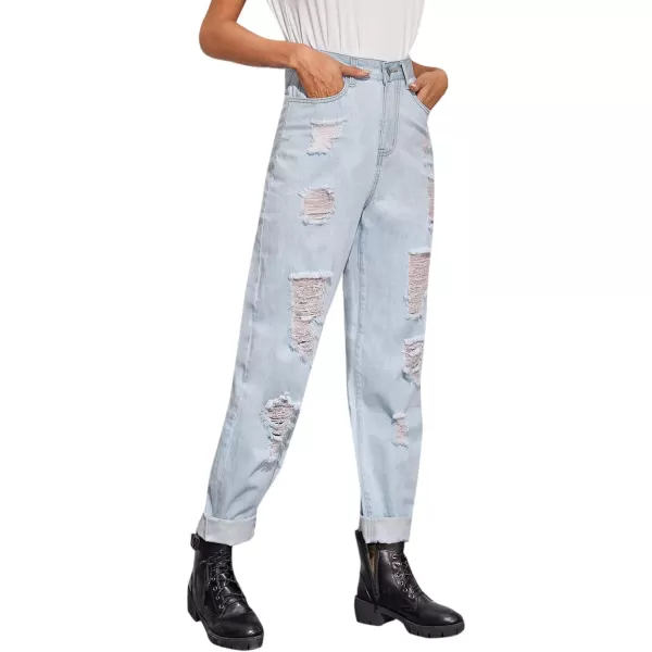 SweatyRocks Women's Ripped Boyfriend Jeans Distressed Denim Ankle Length Jeans