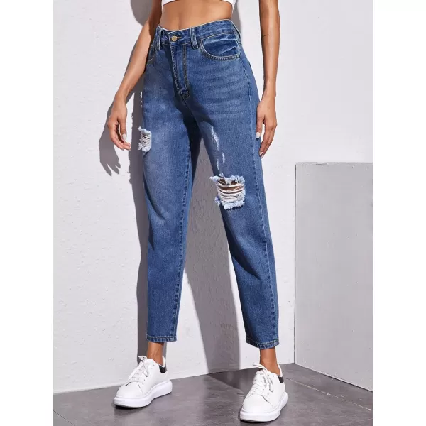 SweatyRocks Women's Ripped Boyfriend Jeans Distressed Denim Ankle Length Jeans