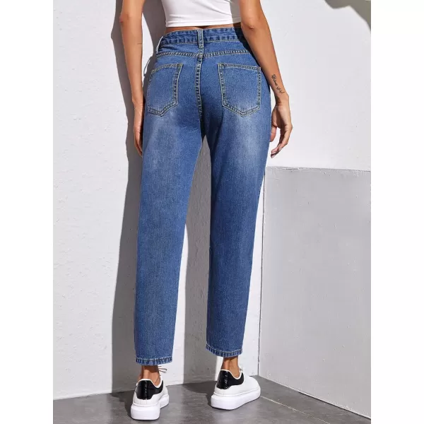 SweatyRocks Women's Ripped Boyfriend Jeans Distressed Denim Ankle Length Jeans