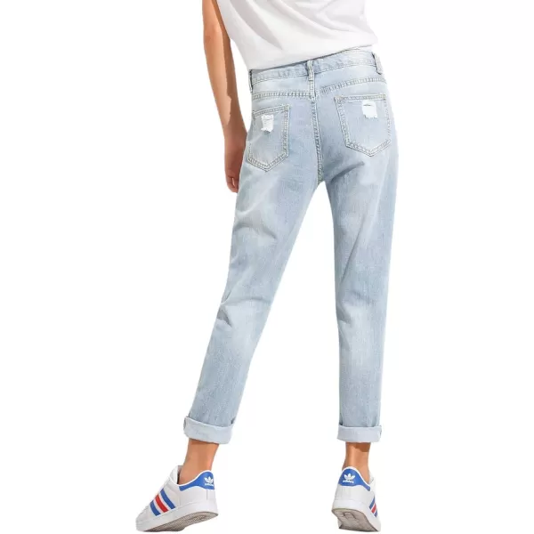 SweatyRocks Women's Ripped Boyfriend Jeans Distressed Denim Ankle Length Jeans