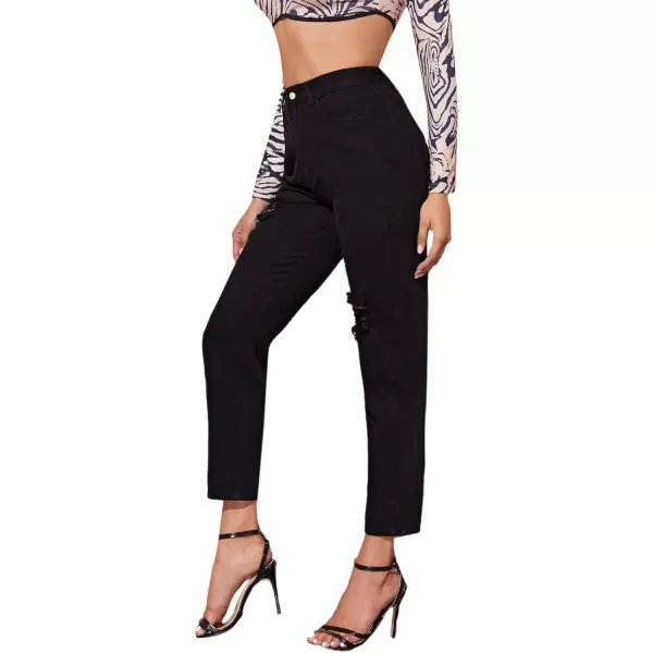 SweatyRocks Women's Ripped Boyfriend Jeans Distressed Denim Ankle Length Jeans